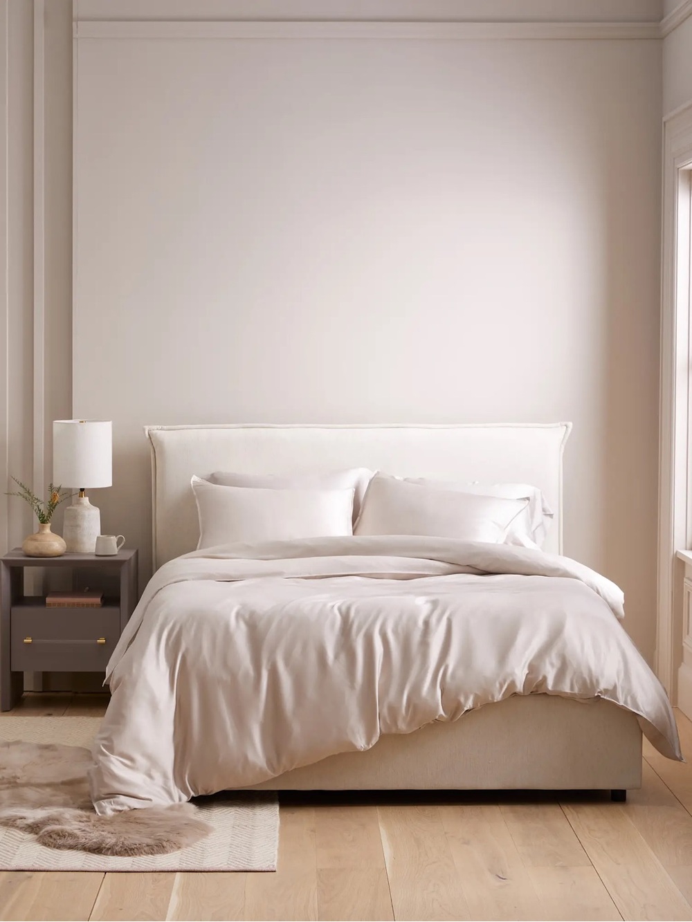New Quince Bamboo Duvet Cover Set Full/Queen - Sand MSRP $134